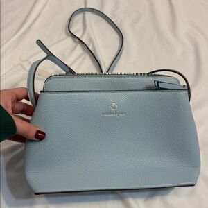 Ice Blue Nanette Lepore Halsey Crossbody Bag, Pebbled Vegan Leather, Baby Blue